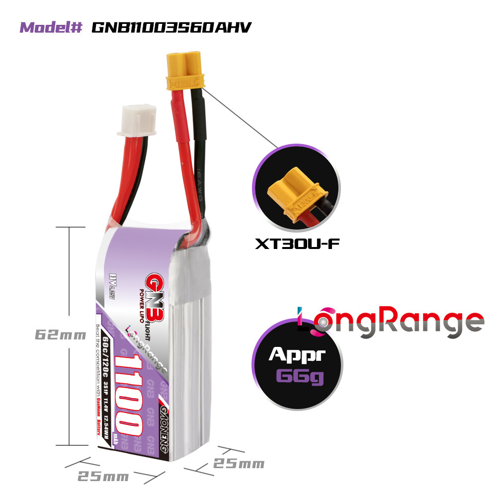 GNB 1100mAh 2S 3S 4S 6S 60C/12 – Fpv Drone Battery recenzja i cena